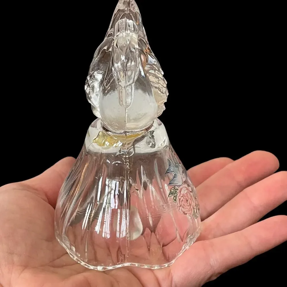 Vintage Glass Swan Bell Handle Branson Missouri Souvenir Pastel Scalloped Rim